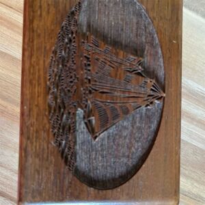 Vintage LaserCraft Walnut Jewelry Box Nautical Ship Engraving​